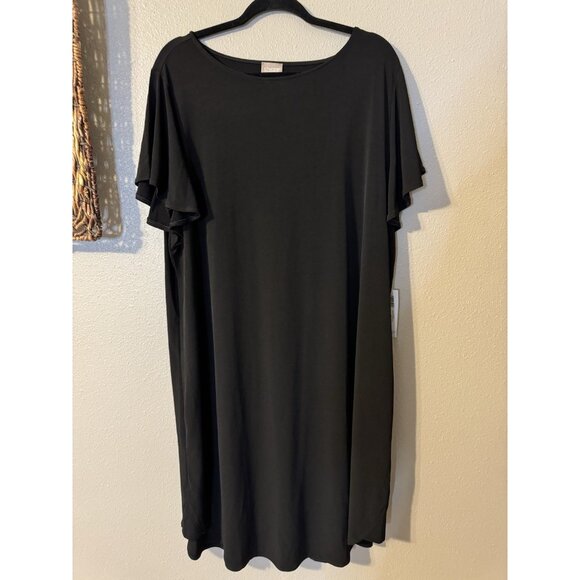 Chicos Shift Dress 4 XL Black Washable Kimono Short Sleeve Washable NEW - Picture 9 of 10